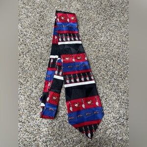 Vintage Tabasco Hot Sauce Mens Neck Tie 100% Silk Made in USA Red Blue
